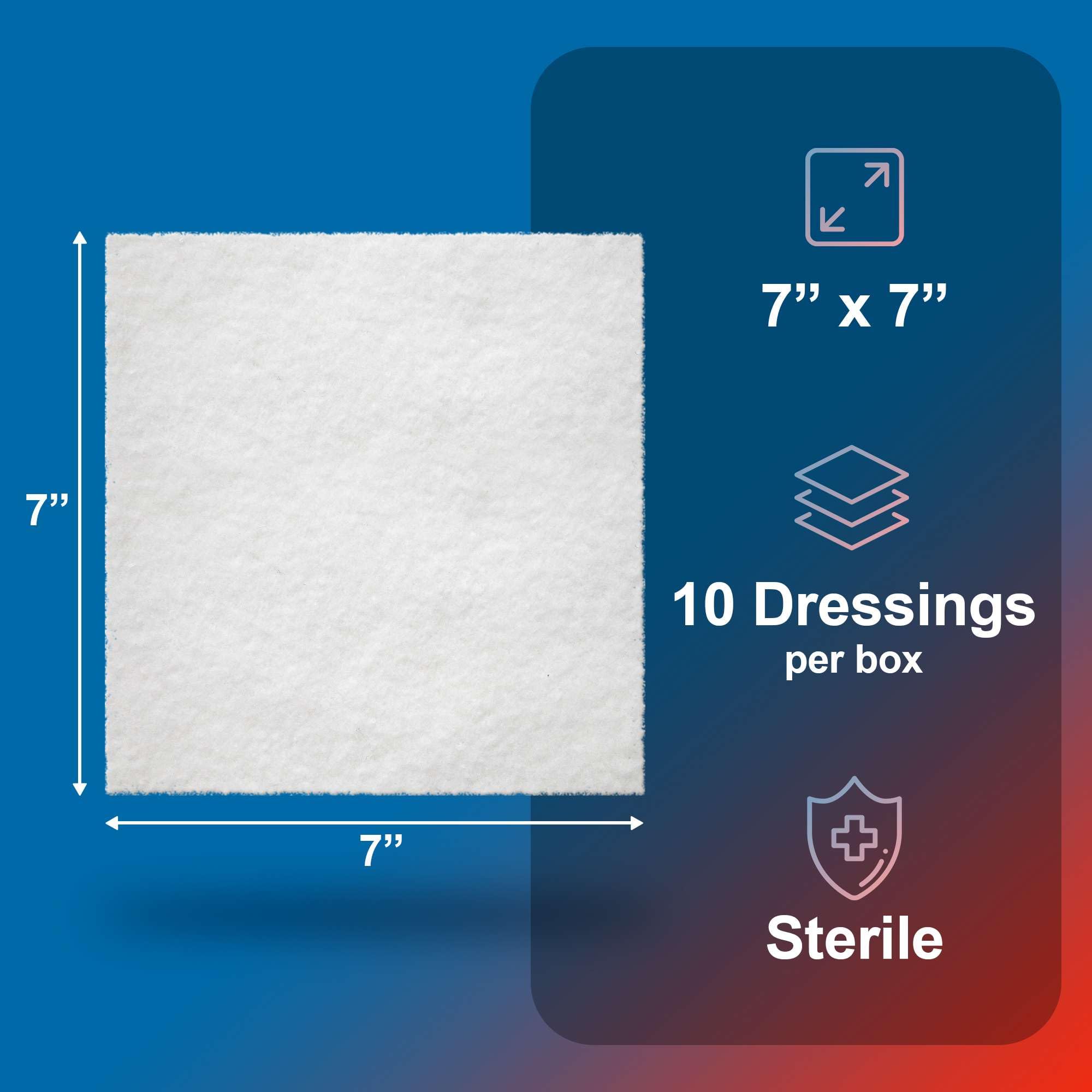 Kollagen-Wundkompressen, 17,8 x 17,8 cm, 10 Kollagen-Pads für Verbrennungen, Schrammen, Blasen und mehr, für minimales bis starkes Exsudat und teilweise bis volle Wunden