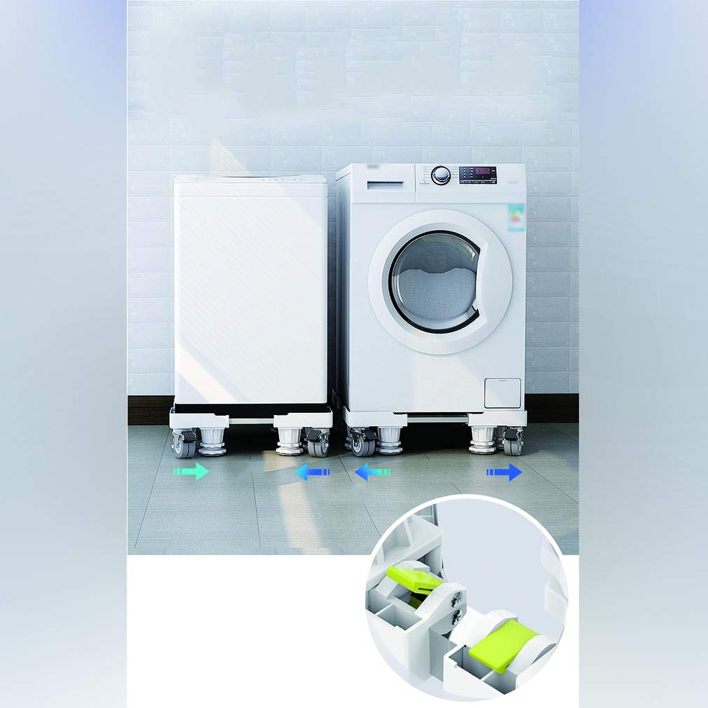Adjuble Uniwersalny wózek na pralkę z zamykanymi kółkami – wielofunkcyjny refrirator i suszarka nd, 42–65 cm, konstrukcja z 4 nogawkami dla łatwego montażu