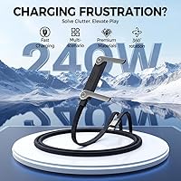 Vista 2 de 2026 Actualización 240W Cable de Carga Rápida Trenzado con Soporte de Teléfono Integrado en Forma de T Plegable Cordón USB-C Duradero Cable USB C