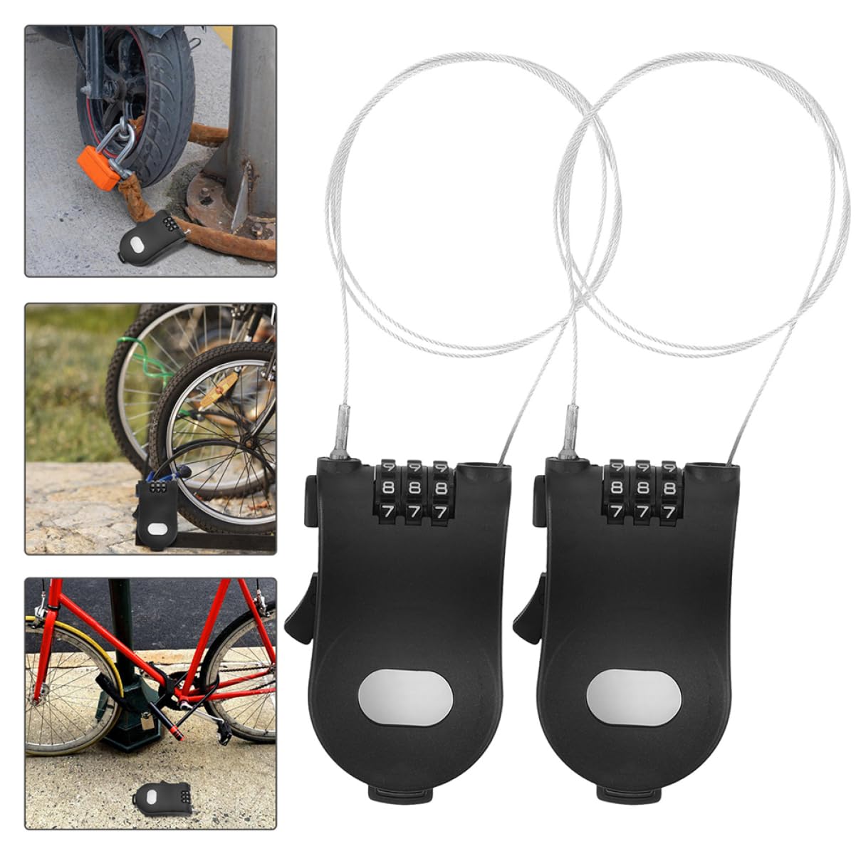 YARNOW 3 Set Lucchetto Antifurto Per Bicicletta Sicurezza Blocco Retrattile Attrezzatura Da Snowboard Blocco Della Scheda Fornitura Sportiva Serratura Compatta Plastica Black 2 Pezzi * 3