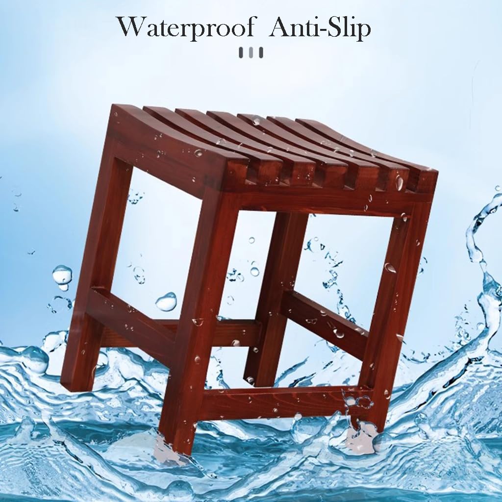 Taburete de ducha de madera para baño, impermeable, antideslizante, asiento bajo para sala de estar, dormitorio, pasillo, banco de cambio de zapatos duradero y versátil