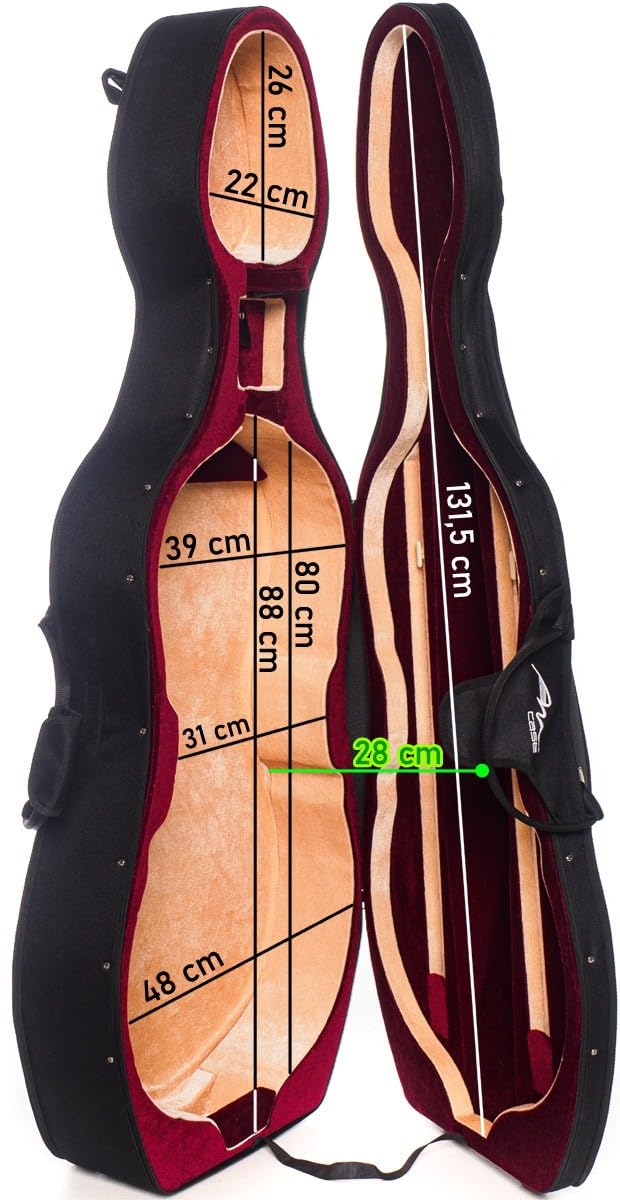M-Case Schiuma Custodia per Violoncello 4/4 Classic Nero, Bordeaux - Beige