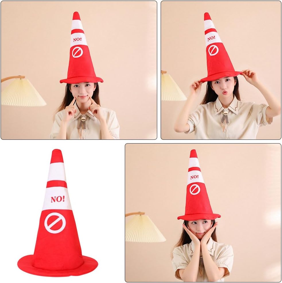 Traffic Cone Hat Costume Hats for Adults Shape Headwear Party Cake Plush Safety Pp Cotton