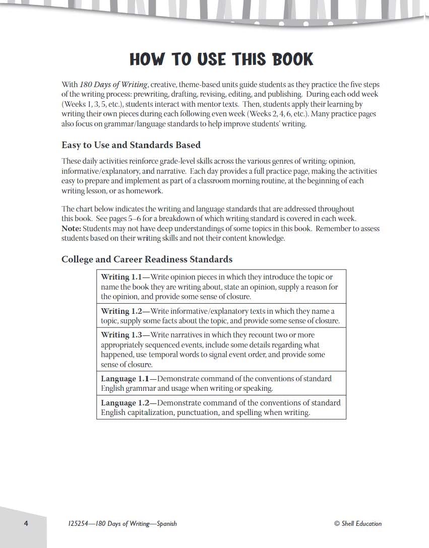 180 Days(tm): Writing for 1st Grade Spanish Practice Workbook for Classroom and Home, Cool and Fun Practice Created by Teachers (180 Days of Practice) (Spanish Edition) - Image 3