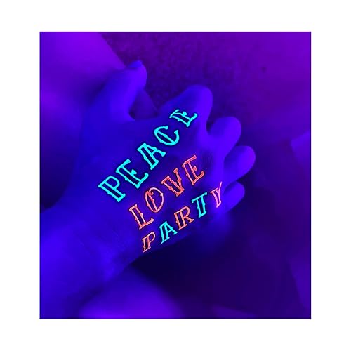 Miniatura 3 de Tatuajes reactivos temporales a la luz negra, 1 hoja de letras de neón, números del alfabeto, accesorios para festivales rave, suministros de fiesta