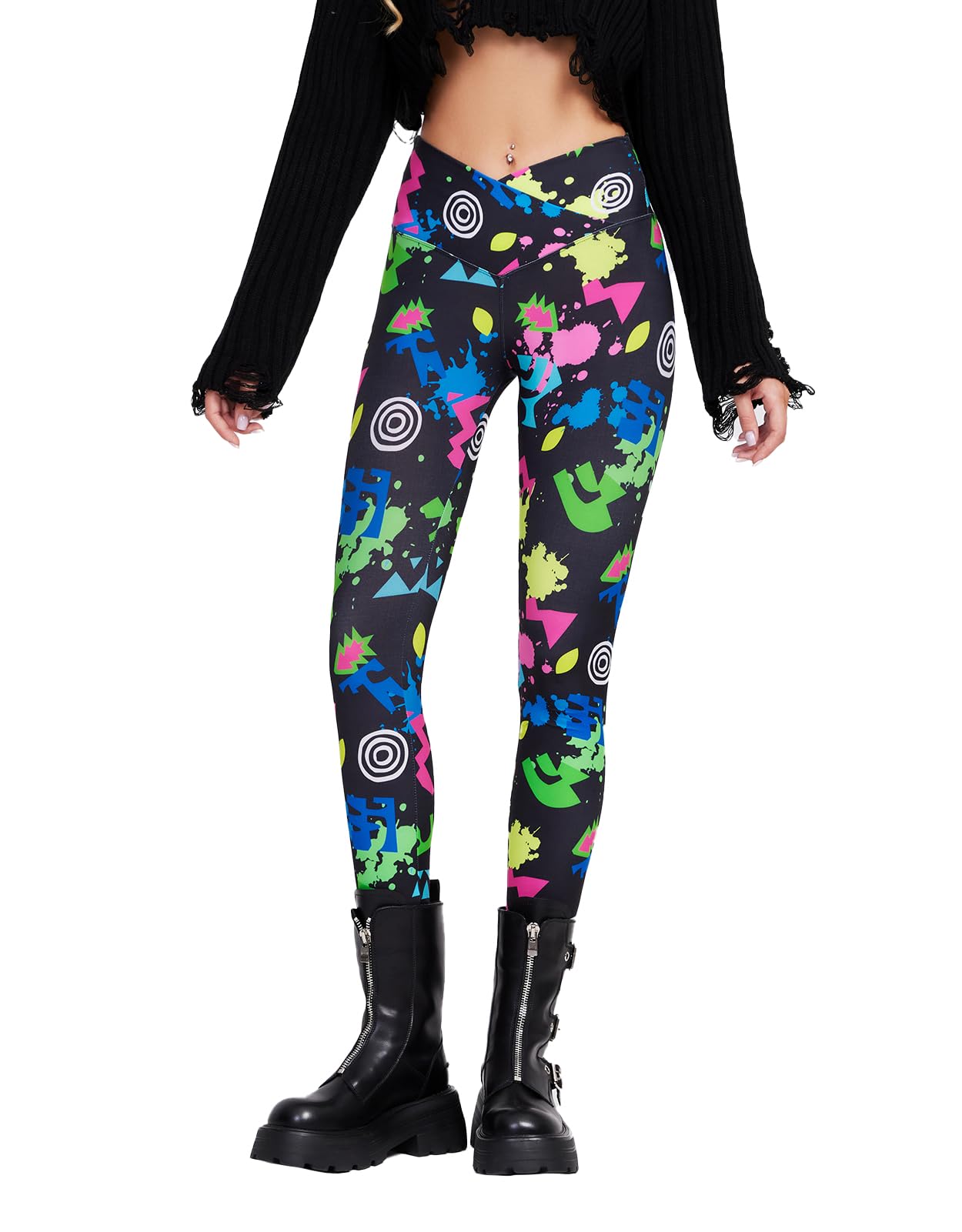 sissycos Women's Christmas Halloween Crossover Leggings High Waisted