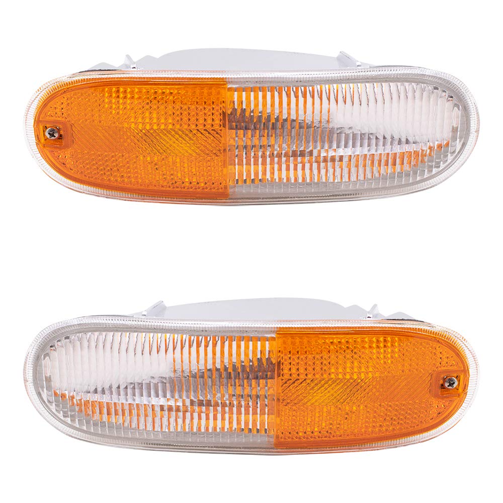 Brock Replacement Driver and Passenger Park Signal Front Marker Lights Lamps Lenses Compatible with 98-05 New Beetle 1C0953155L 1C0953156L
