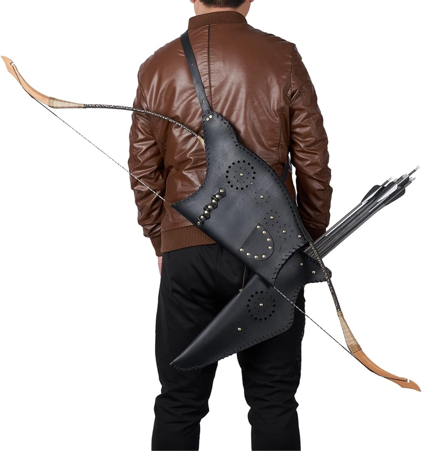 Arrow Quiver Leather Archery Bag Traditional Bow for Target Shooting Training