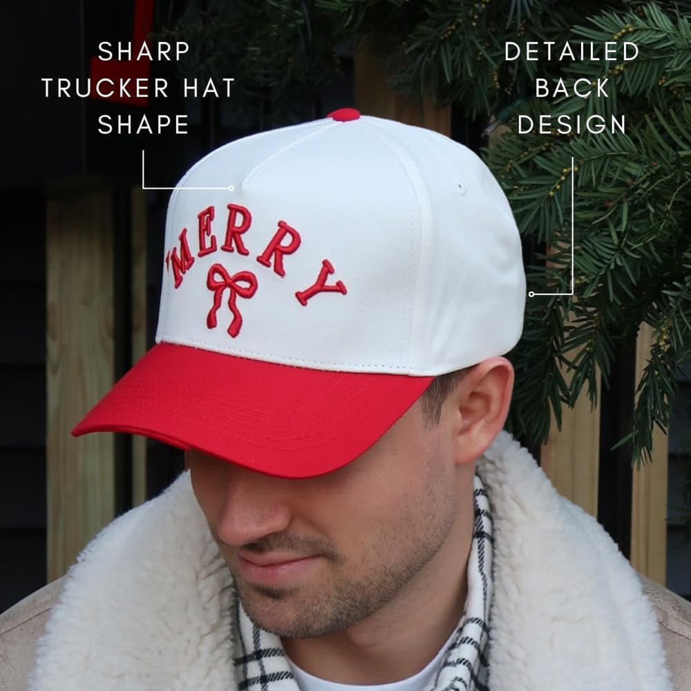 Vintage Seasonal Trucker Hat | Men & Women | Trendy Green & Red Hats | Holiday Christmas St Patricks Day | Cotton | Snapback