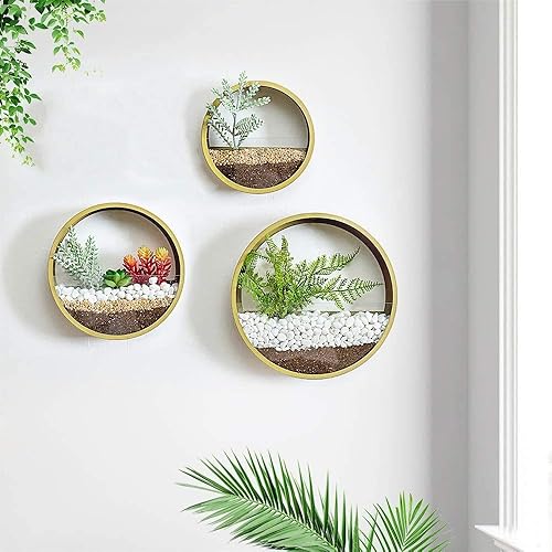Miniatura 8 de Paquete de 3 macetas colgantes de pared, cesta moderna de pared redonda, maceta vertical para interiores y exteriores, jarrón para plantas