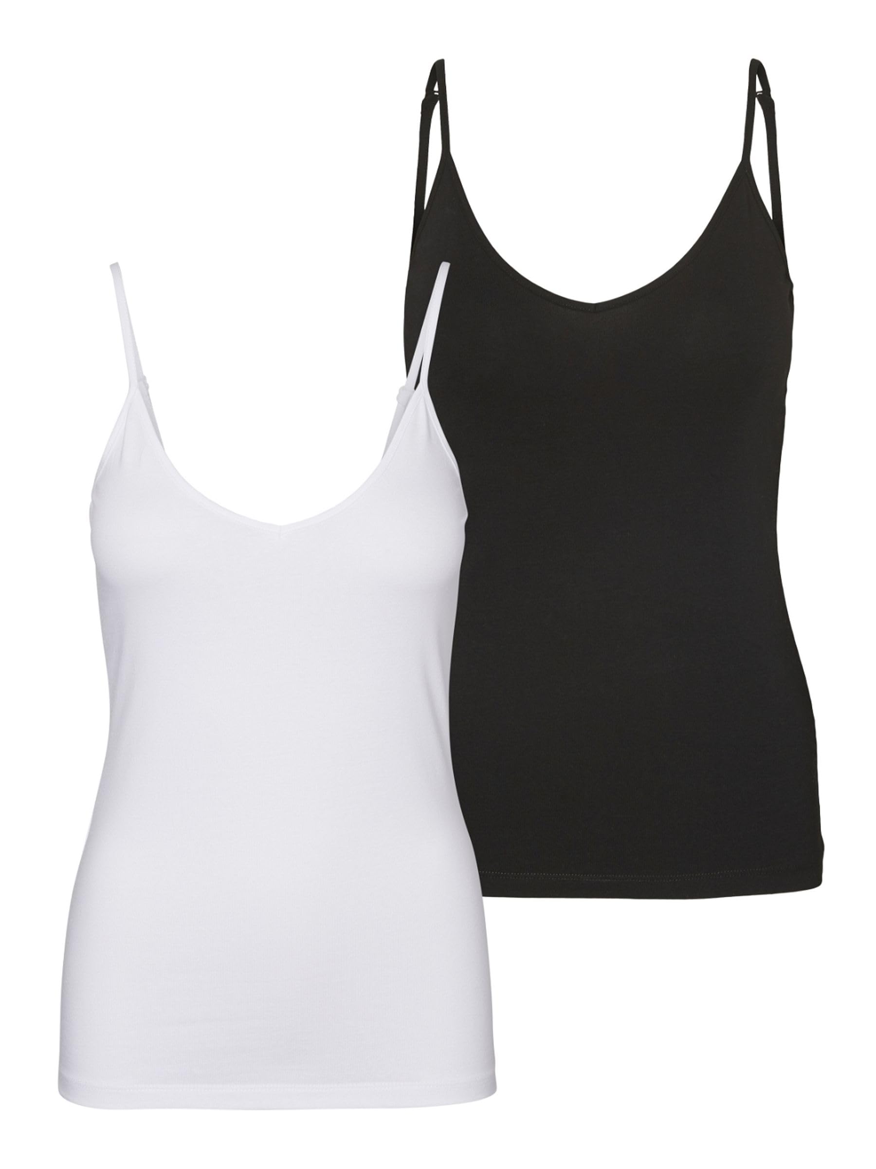VERO MODA Women's Tank Top, Black/Pack: Bright White., XS