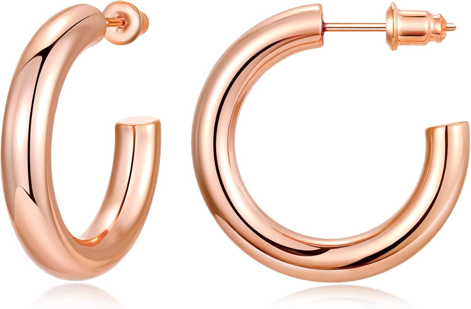 Gacimy Chunky Hoop Earrings for Women 14K Gold Plated, 925 Sterling Silver Post Hoops for Women