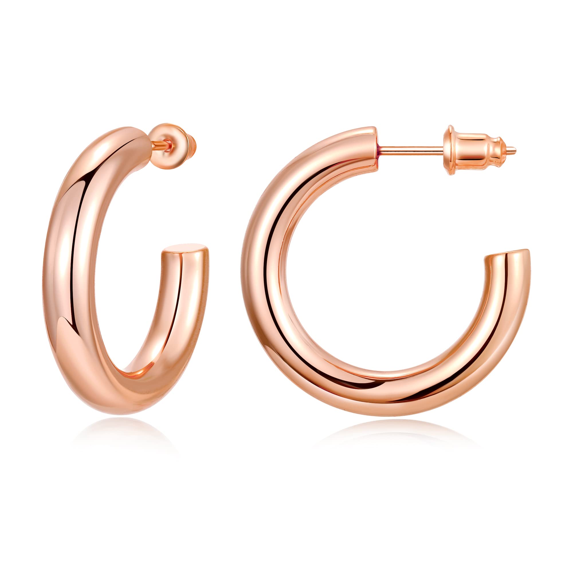 Gacimy 14K Gold Plated Chunky Open Hoop Earrings for Women