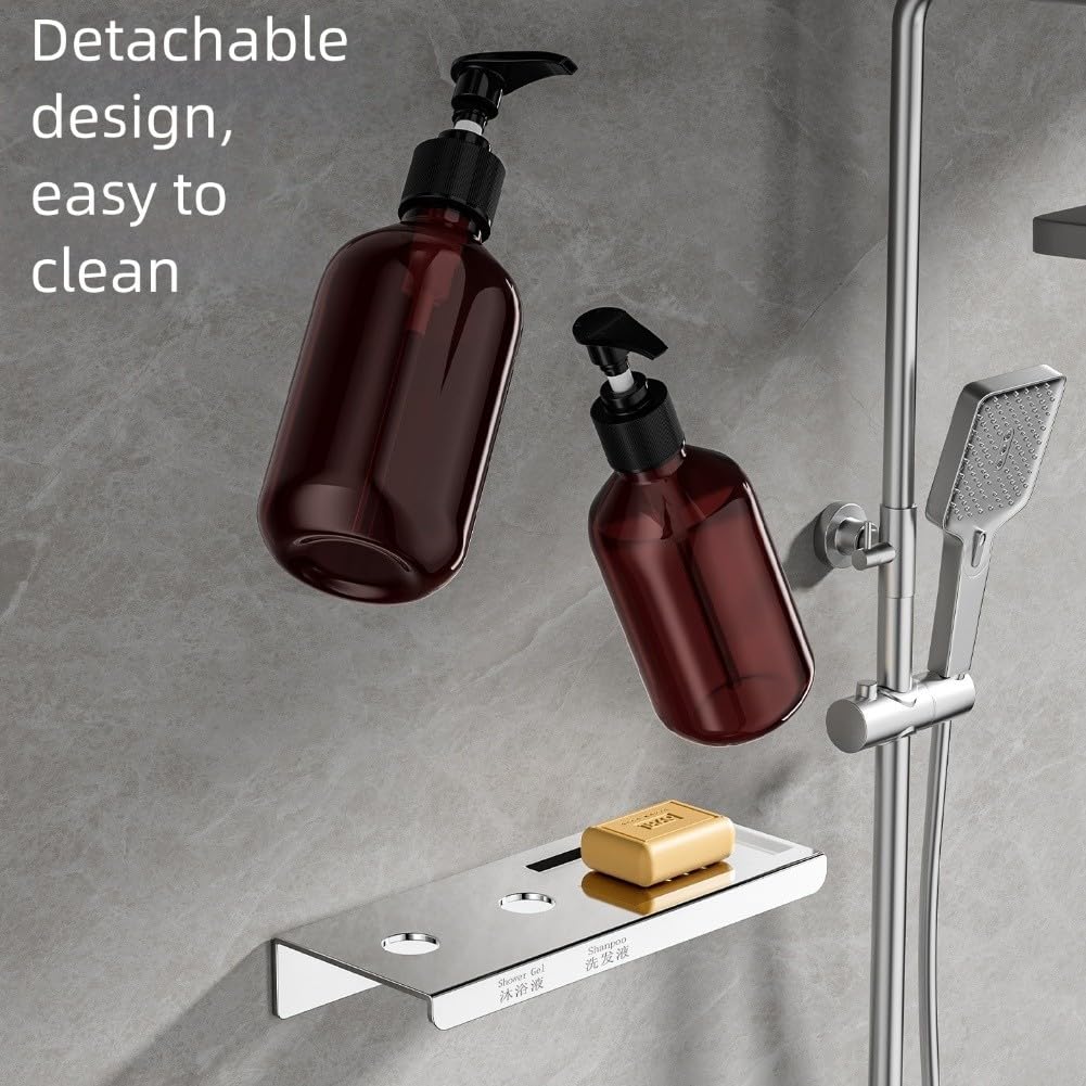 Dispensador de jabón de acero inoxidable montado en la pared con depósito de plástico transparente para facilitar el relleno, solución de almacenamiento duradera, diseño translúcido para controlar los