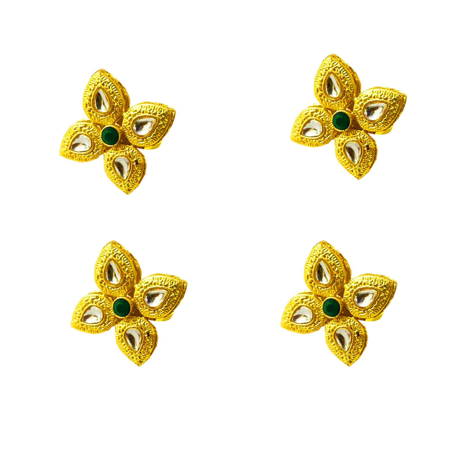 Buyent ® set of 4 Adjustable Fashion Fancy Green flower Finger Ring for Girls daily use Birthday party festive Gifts-image-17