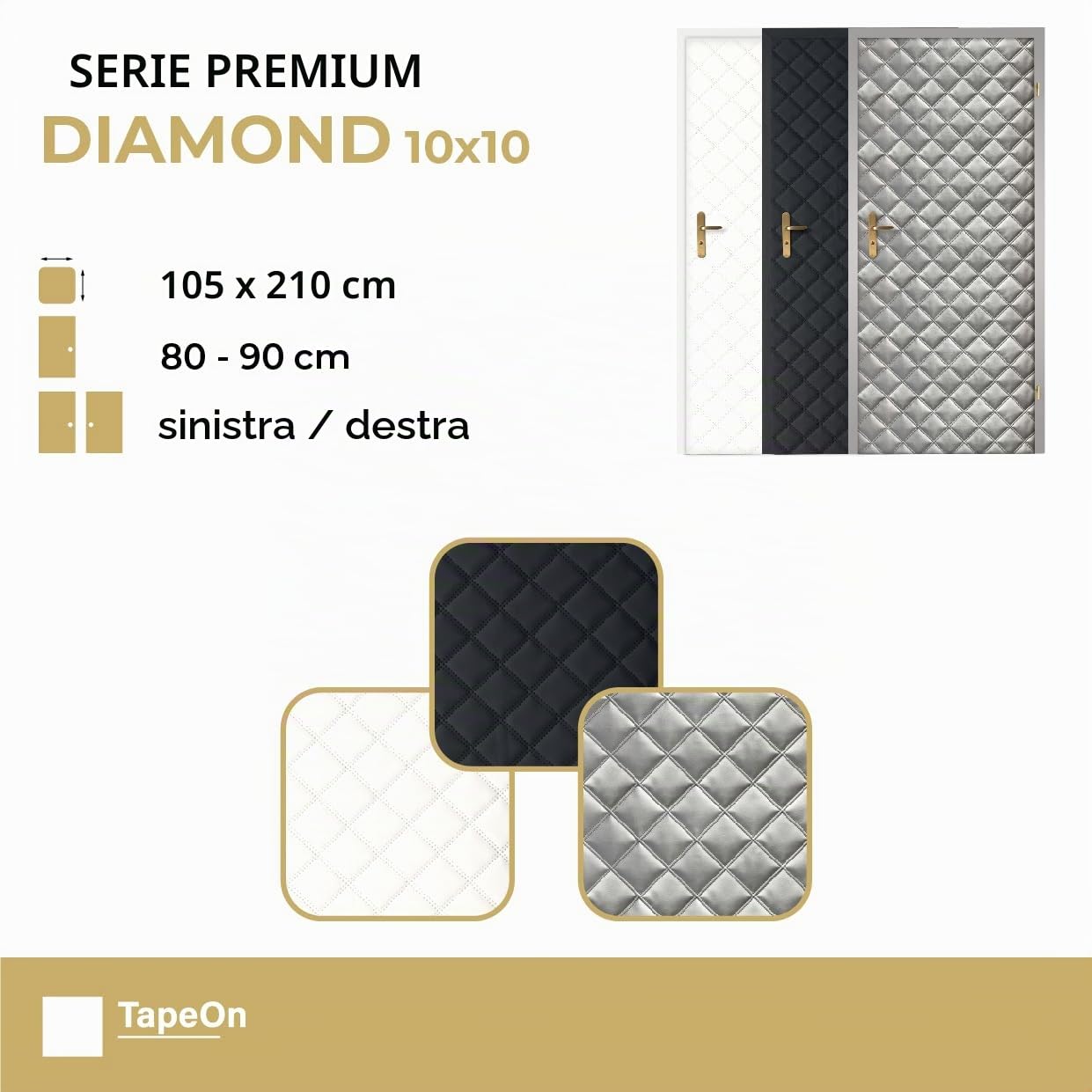 TapeOn - Imbottitura per porta fai da te - isolamento termico e acustico - Protezione dal freddo - Set premium 2 in 1 con accessori di montaggio - Nero - T3 KARO