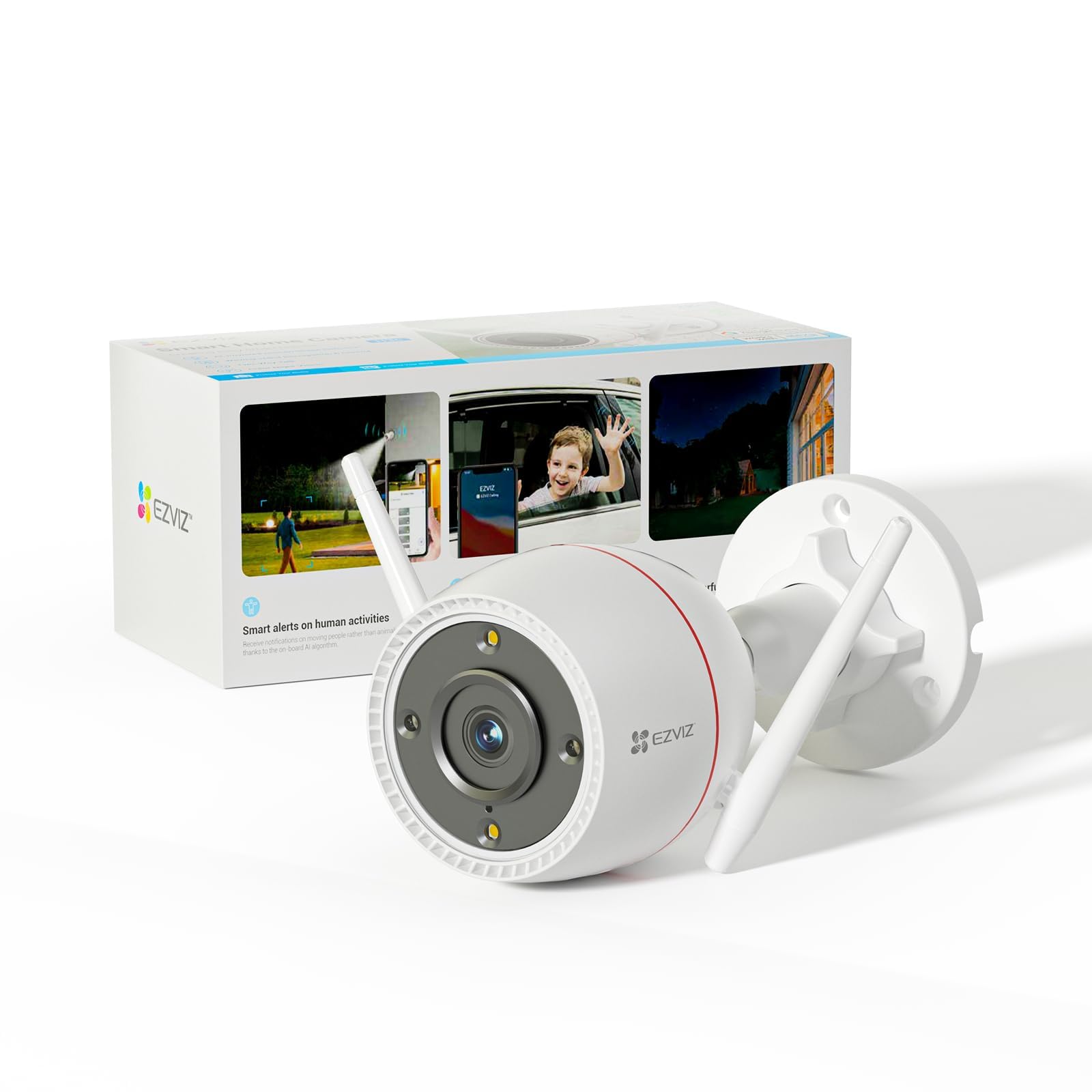 EZVIZ 4MP Two-Way Talk Outdoor Camera for Home Security Outside, WiFi Surveillance Camera, Color Night Vision, IP67 Waterproof, Motion Detection, Custom Voice Alerts, Alexa, H3C 2K⁺| White