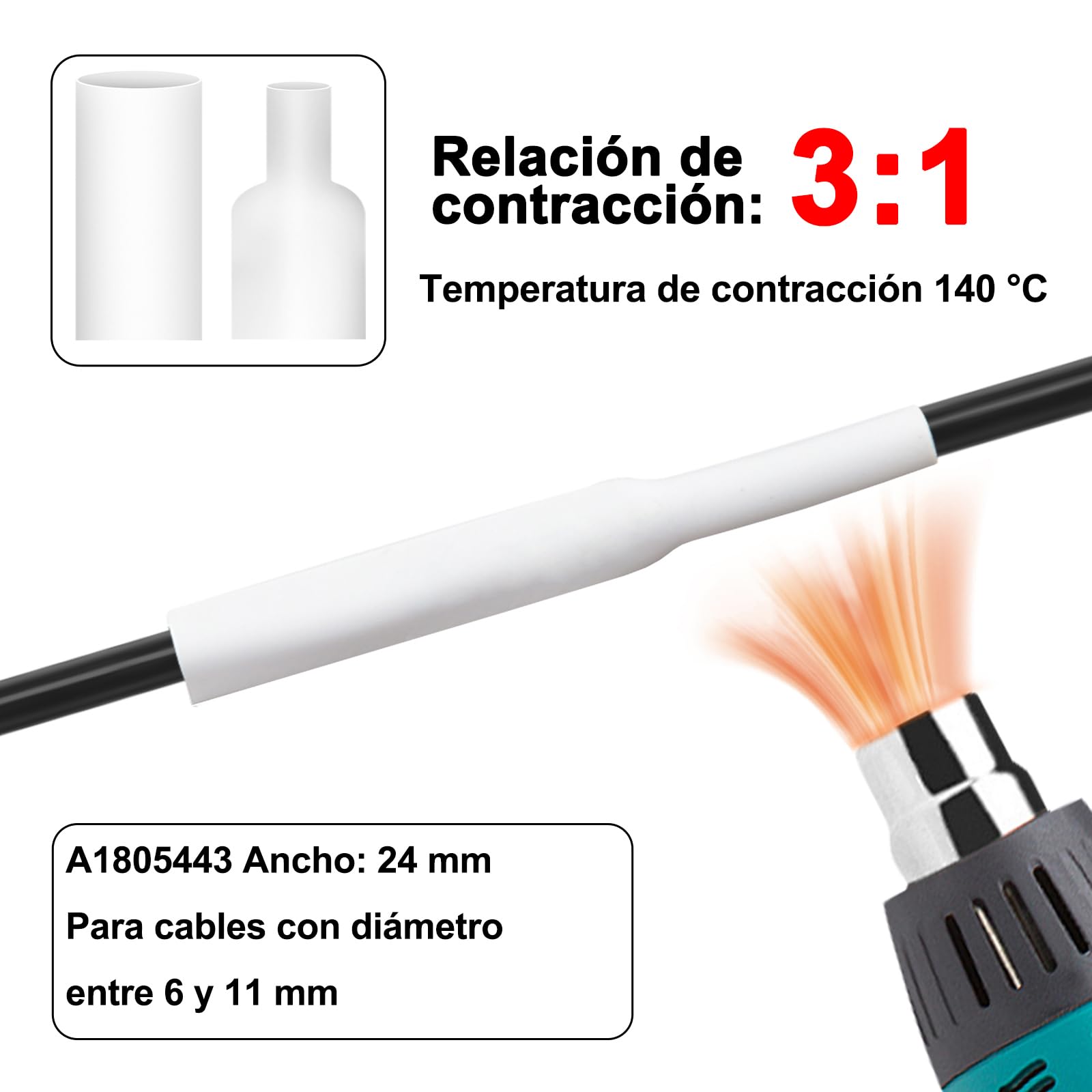 Paquete 40 Repuesto para 1805443 Negro sobre Blanco 6mm compatible Dymo