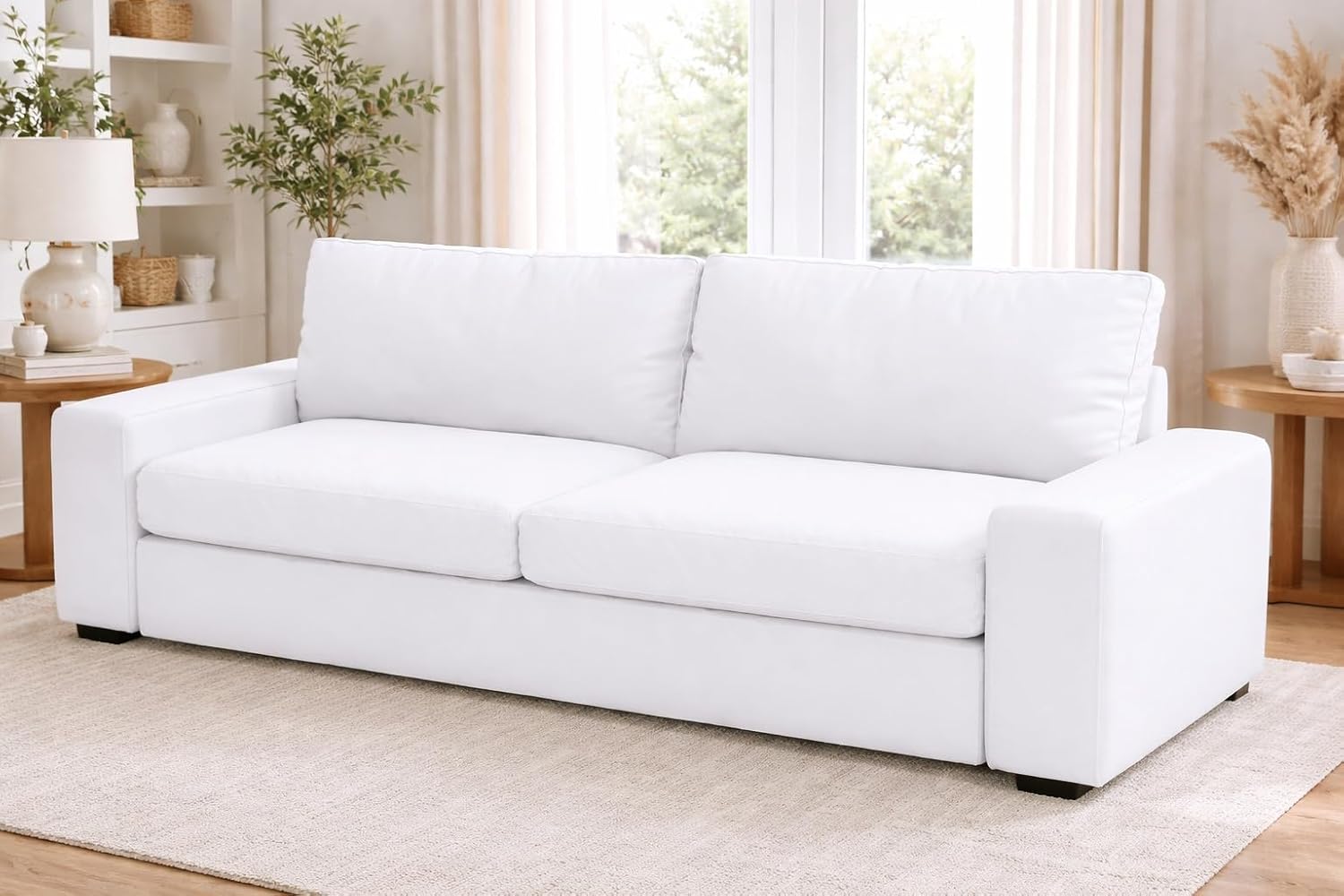 The Heavy Cotton KIVIK Three Seat (Not Loveseat) Sofa Cover Replacement is Compatible with IKEA Kivik 3 Seater Sofa Slipcover Only. (White)