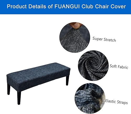 Miniatura 2 de FUANGUI Funda impermeable para banco de comedor, funda elástica y rectangular, funda protectora de asiento extraíble lavable para sala de estar,
