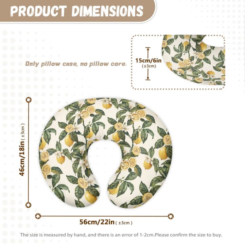 Miniatura 4 de Funda de almohada con diseño de hojas de limón para lactancia materna, estilo vintage, acuarela, limón, ajuste de limón, para madres que amamantan,