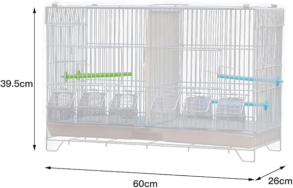 Volière Intérieur Cage Oiseaux Exterieur Métal pour Perruches Perroquets Pinsons Inséparables Canaris avec Filet de séparation, Plateau de tiroir, Cage à Perroquet Moyenne et Petite,60 * 26 * 39.5 cm - 4