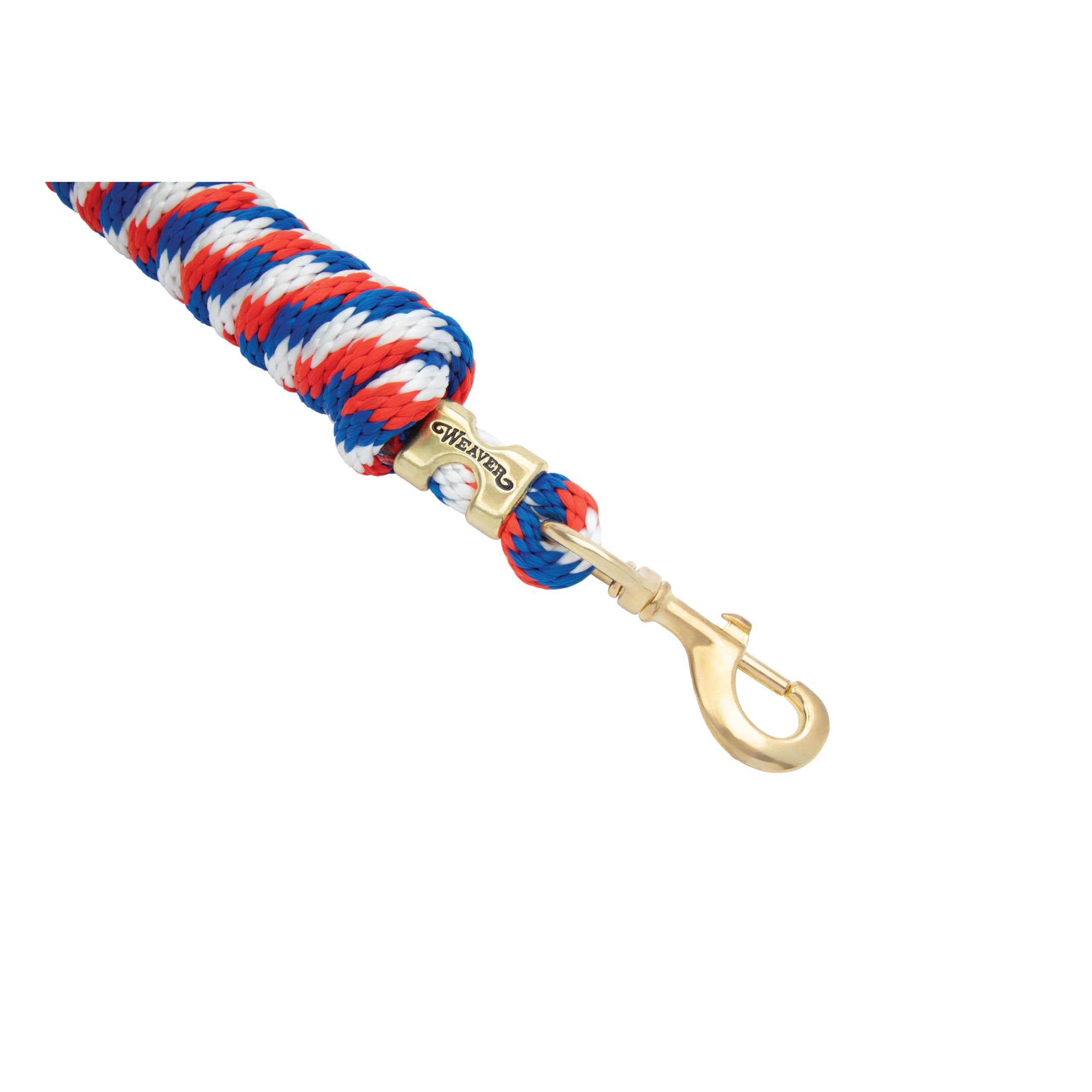Weaver Leather Poly Lead Rope with a Solid Brass 225 Snap, 35-2100-W9, Blue/Red/White