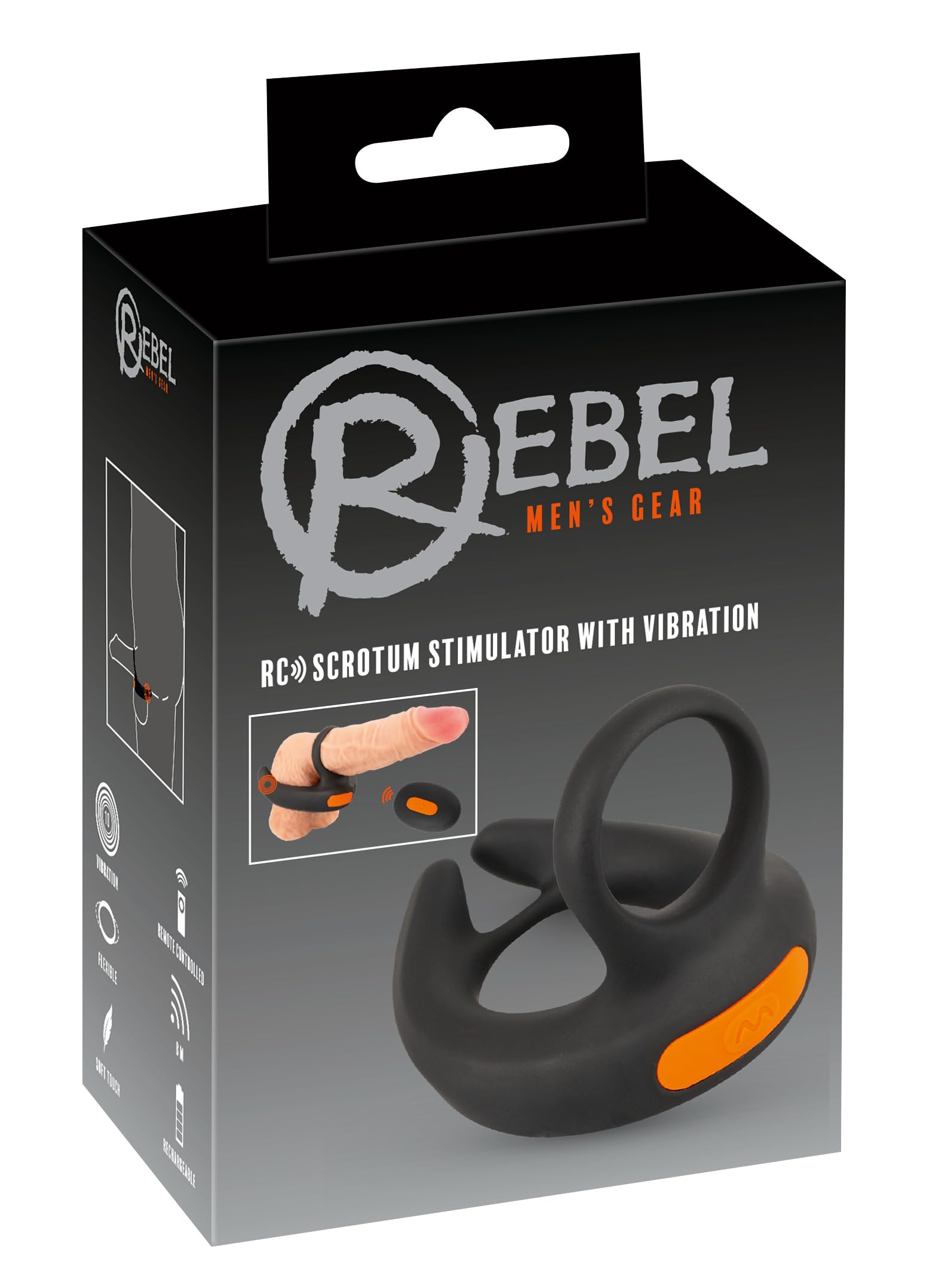 Rebel Rc Scrotum Stimolatore con vibrazione Nero 9,4 cm