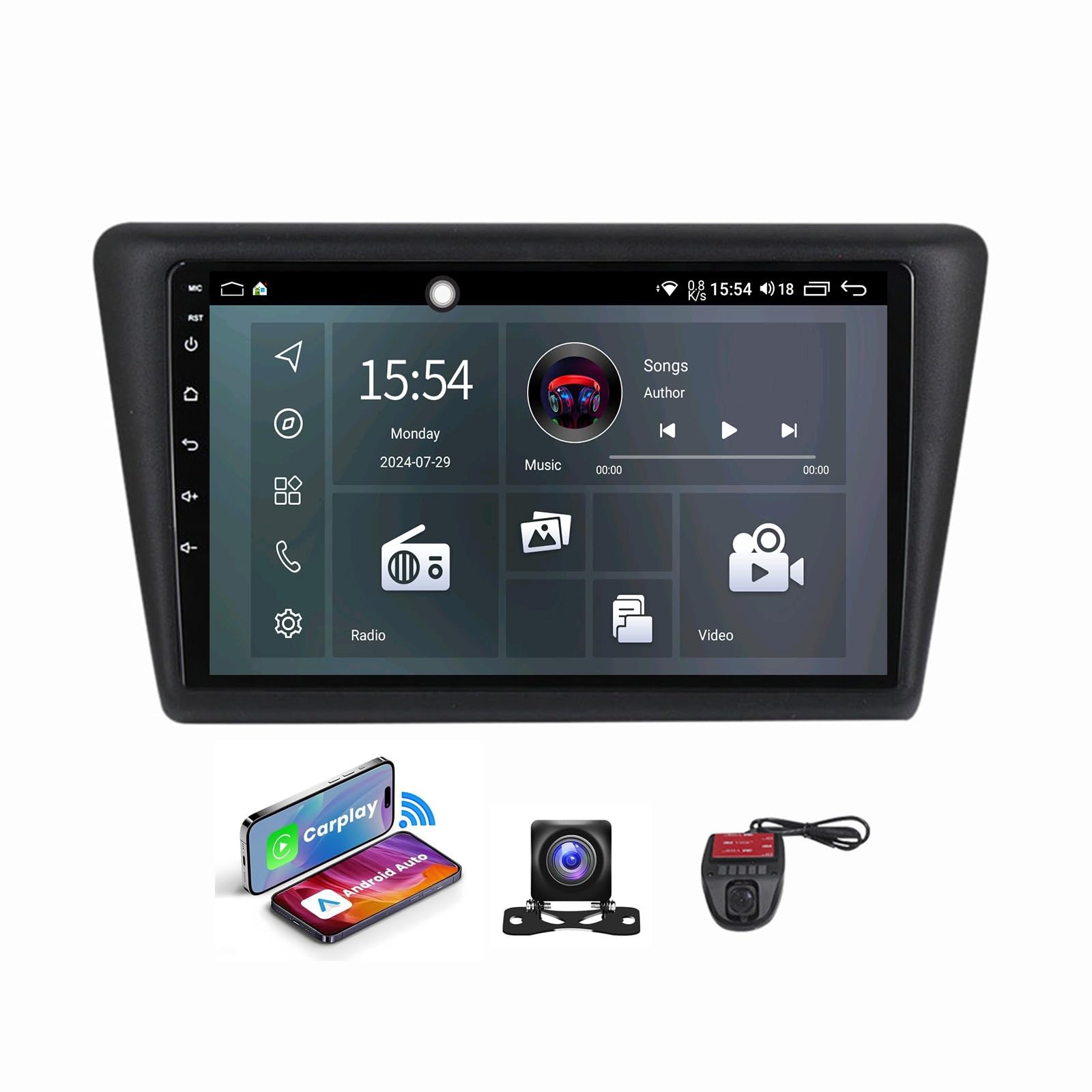 Autoradio Android 13 Skoda Rapid 2013 GPS Bluetooth Wi-Fi 4G et commandes au volant NF-2