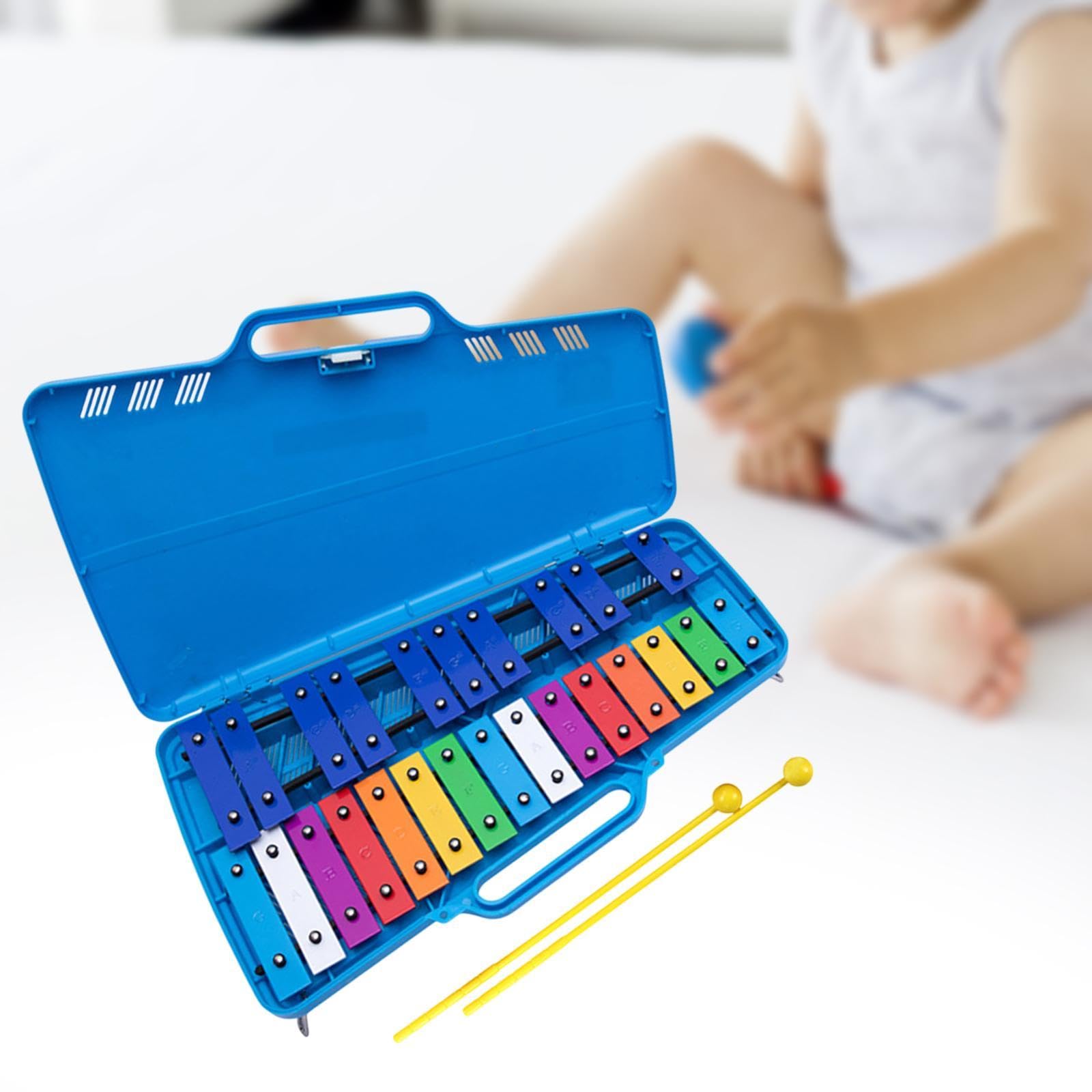 Generic Xilófono para Niños, Juguete Educativo Musical para Motricidad Fina, Aprendizaje Temprano, Xilófono de 25 Notas, Carillón para Banda Infantil, Azul