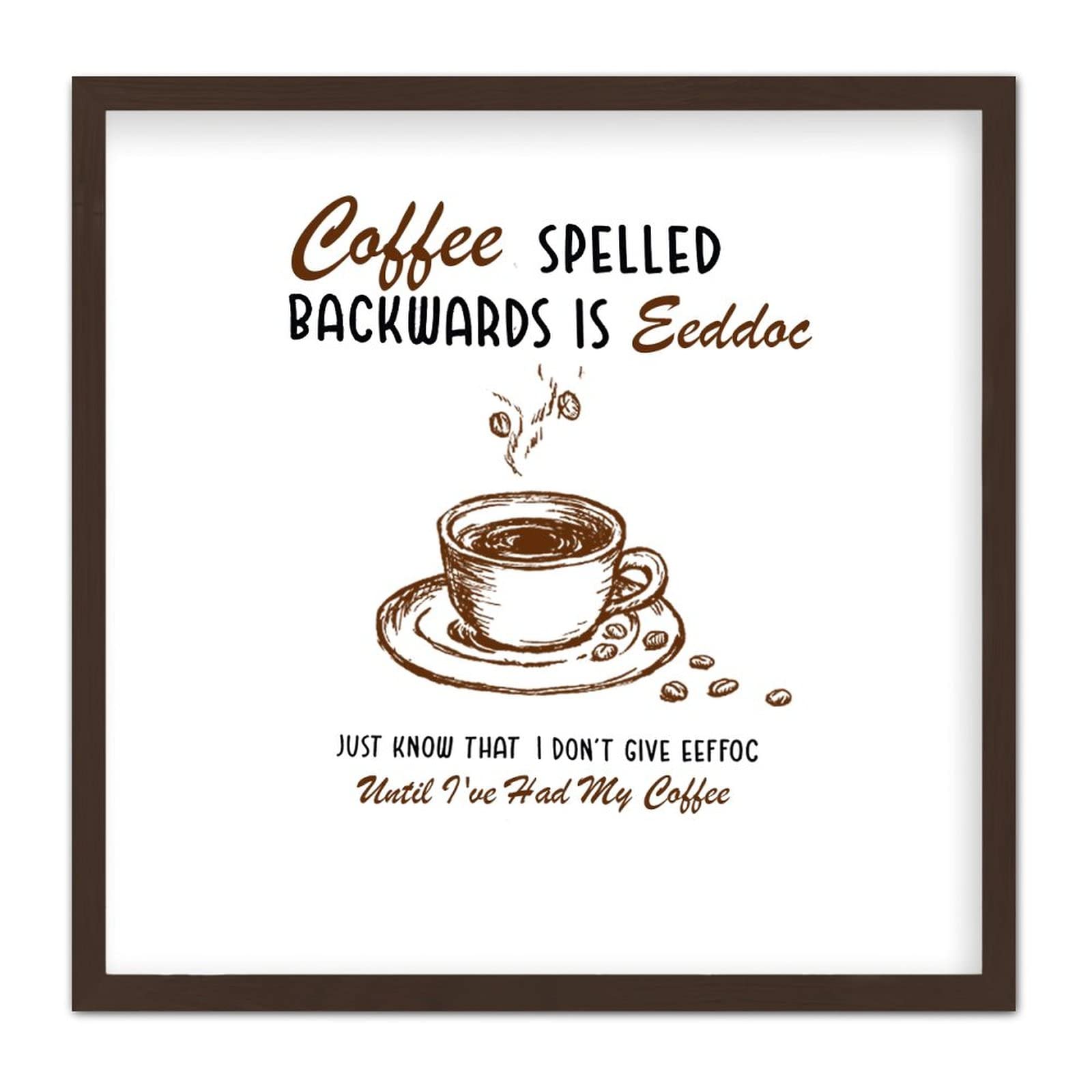 by Unbranded Vintage Framed Home Decor 7x7 Inch Wooden Plaques Coffee Spelled Backwards Is Eeffoc Country Wall Art Wood Plaque Sign with Sayings Home Sign for Cafe Coffee Shops
