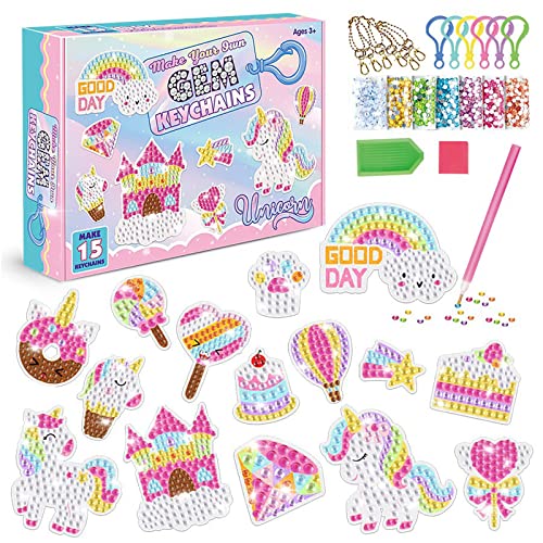 TOYESS 15 Pezzi 5D DIY Pittura Diamante Portachiavi, Bambina Regalo...