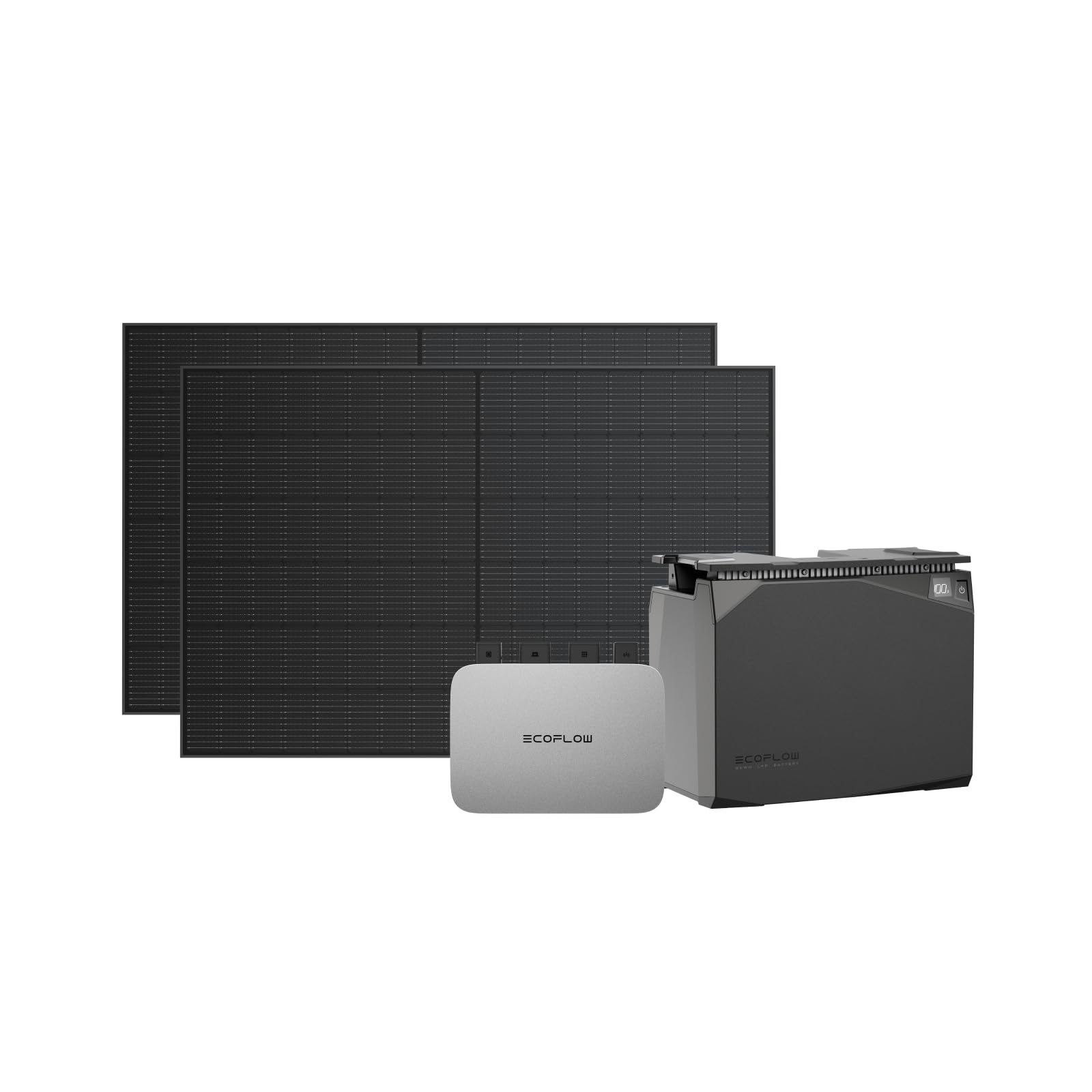EcoFlow Powerstream Centrale de balcon avec mémoire 0% VAT, micro-onduleur couplé au réseau Wi-Fi 800 W, batterie étanche 2 kWh, panneaux solaires rigides de 400 W, 2 commandes par application,
