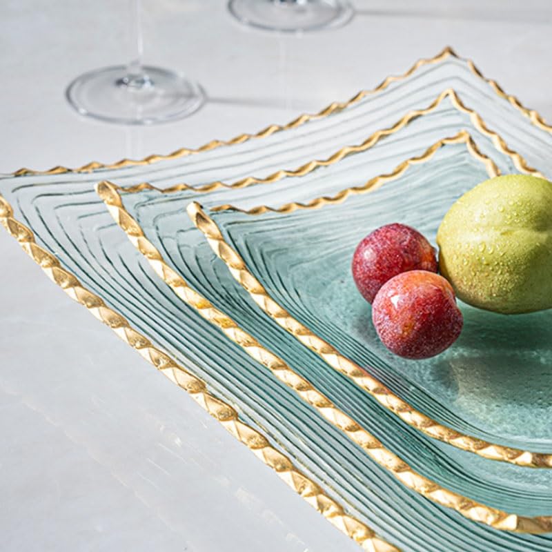 Bandejas para Fruta, Plato de Frutas secas en la Mesa Centro Sala Estar casa, Caja Almacenamiento Cristal for Platos Aperitivos(Small)