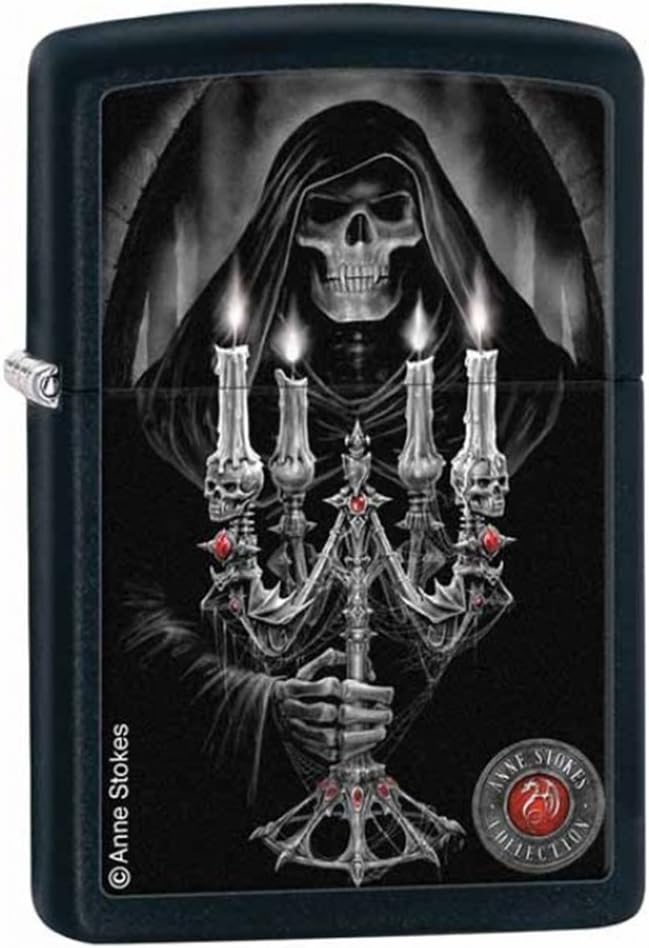 Zippo Anne Stokes Reaper Candle Pocket Lighter, Black Matte