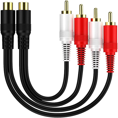 2 Pack Audio Speaker Y Adapter Splitter Cable with OFC Conductor Dual Shielding Gold Plated Metal Shell Flexible PVC Jacket - 0.2M / 0.6FT