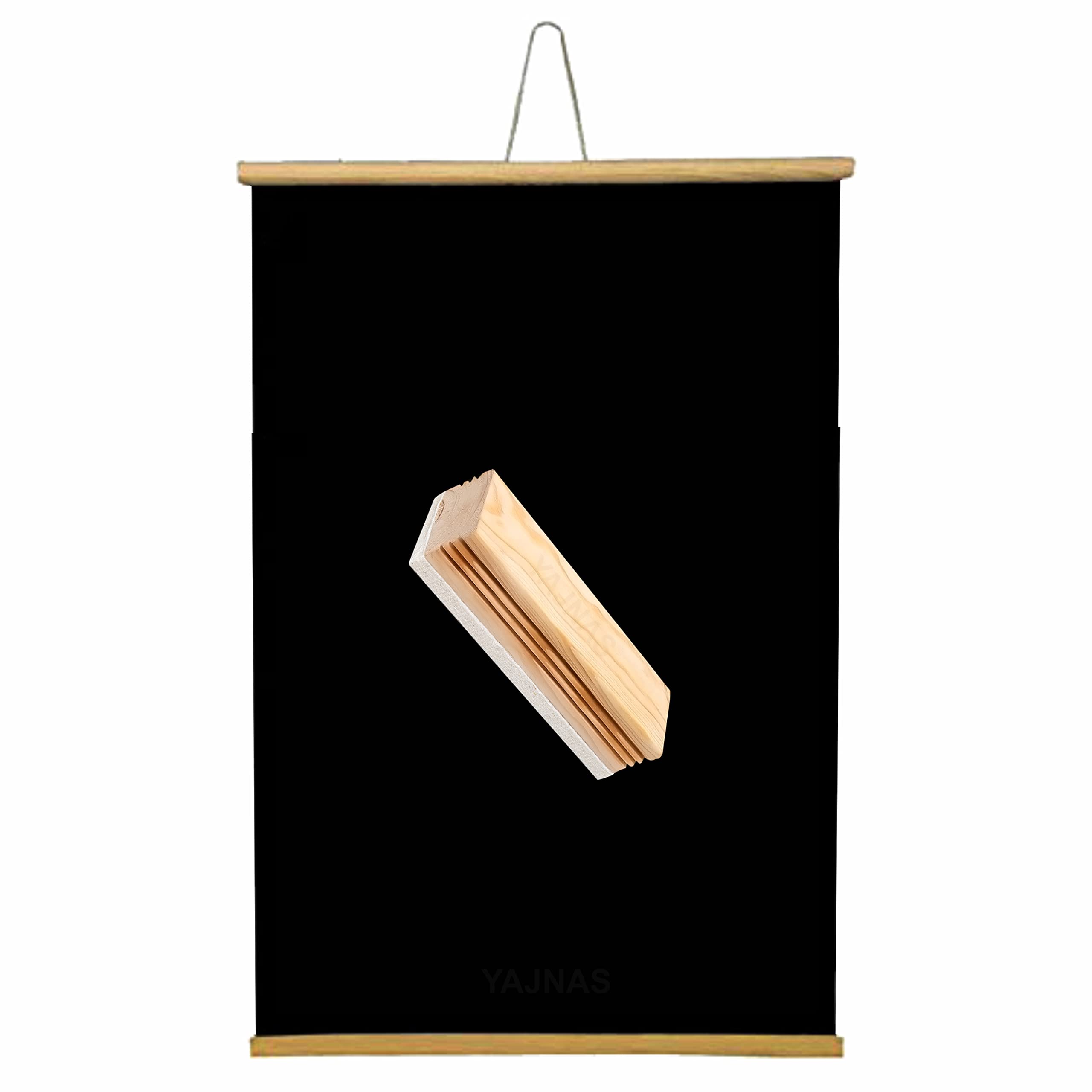 YAJNAS 2X3 Feets (24x36 Inchs) Wall Hanging Non-Magnetic Black Roll Up Board with 1 Premium Wooden Duster Combo-image-41