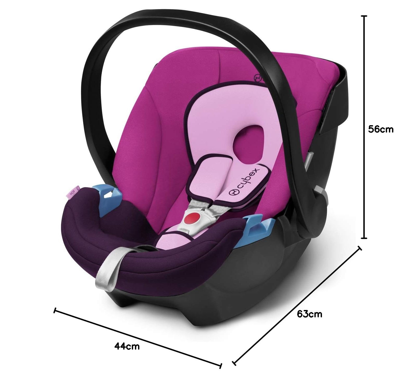 Cybex Silver - Portabebés Aton, en contra de la marcha, incluye reductor para recién nacido, desde el nacimiento hasta aprox. 18 meses, max. 13 kg, purple rain