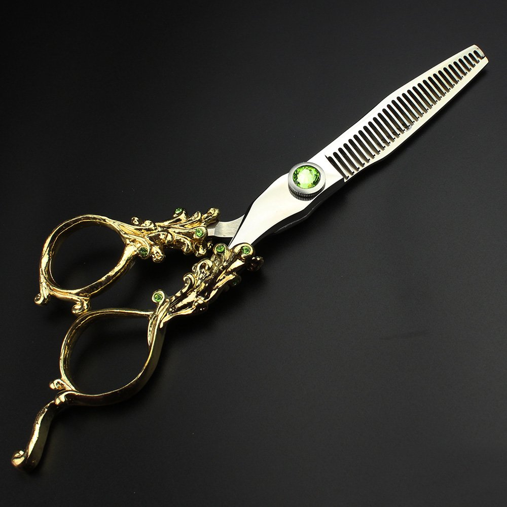 Tijeras de peluquería de 6 pulgadas de oro y plata para peluquería, equipo de peluquería profesional de peluquería tijeras de pelo (dorado)
