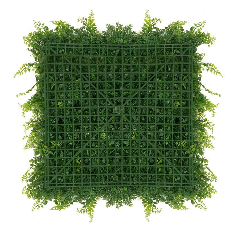 Image of Artificial Wall Grass for Home Decoration (1 Pcs) I Grass Mat for Wall I Vertical Garden Artificial Plants (Green Leaves Design, 50cm X 50cm X 5cm, Plastic, Pack of 1)