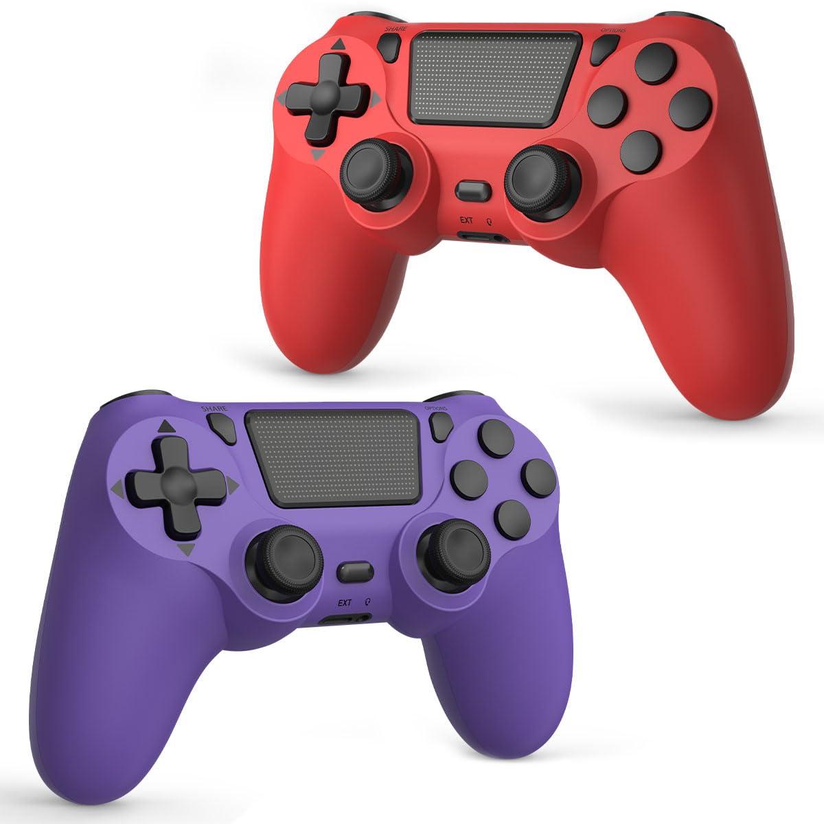 Wuthur 2 Pack Wireless Controller Compatible with PS4/Pro/Slim(Purple & Red)