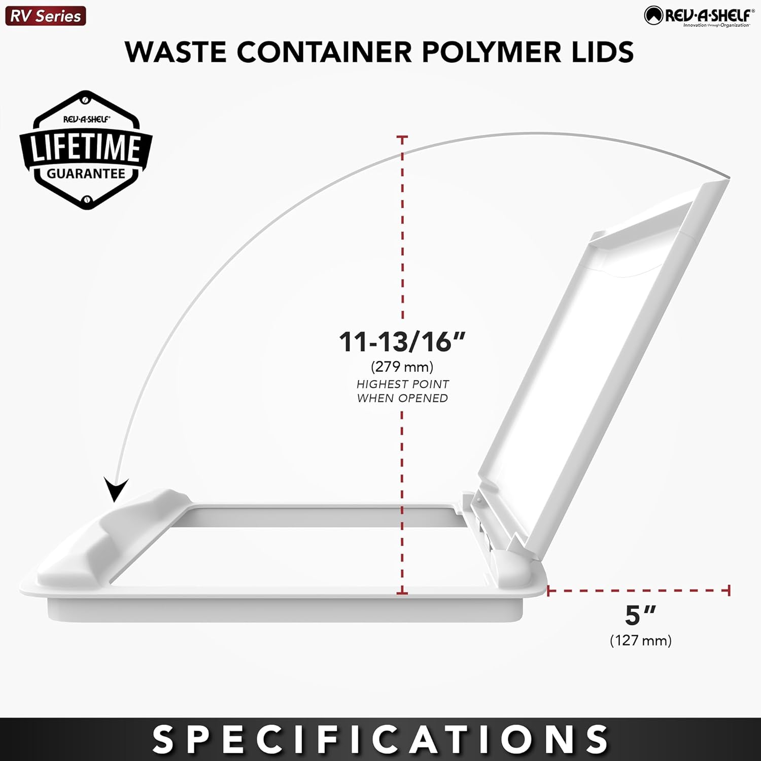 Rev-A-Shelf 50 Qt Under Sink Garbage Can Lid for Base Kitchen and Bathroom Cabinet, Replacement Plastic Trash Bin Lid Only, Green, RV-50-LID-G-1-40