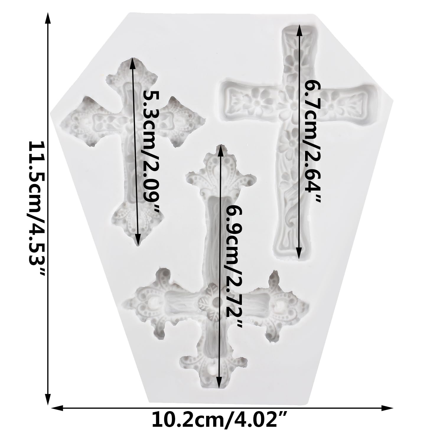 MINFEIDMS Cross Moulds Cross Silicone Moulds Cross Fondant Mould for Cake Decoration Cupcake Topper Chocolate Candy Sugar Craft Gum Paste Polymer Clay - Image 2
