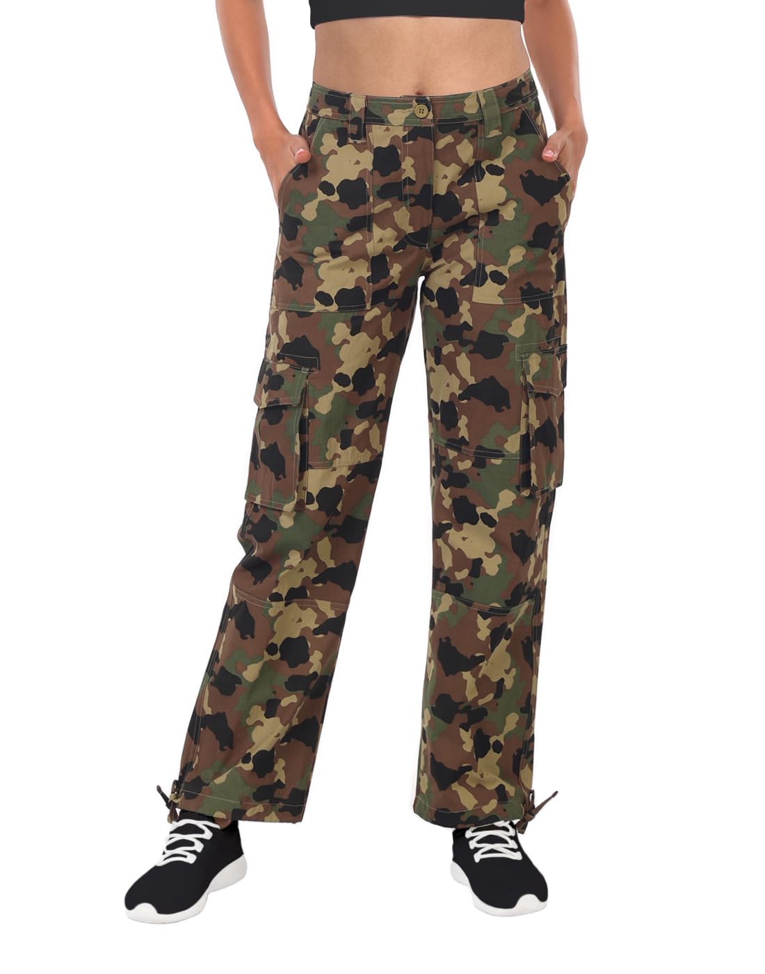 HDE Womens Cargo Pants High Waisted Baggy Y2K Streetwear Pant with 6 Pockets