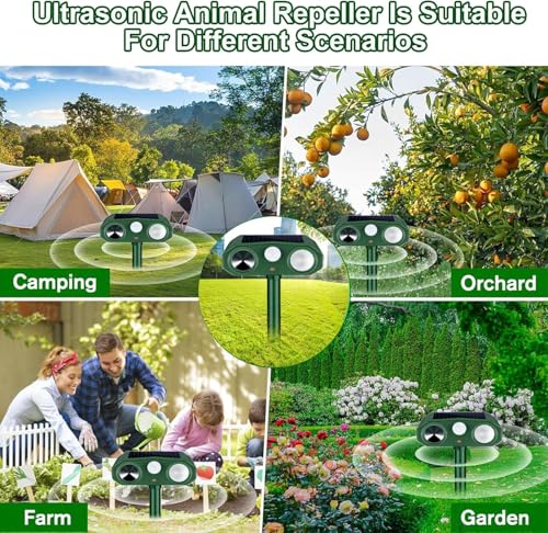 Katzenschreck Ultraschall Solar, Katzenschreck für Garten 3 Modus Marderschreck Tiervertreiber, Abwehrmittel Hundeschreck mit Bewegungsmelder und Blinklicht für Katzen Hunde Mäuse Vögel Marder