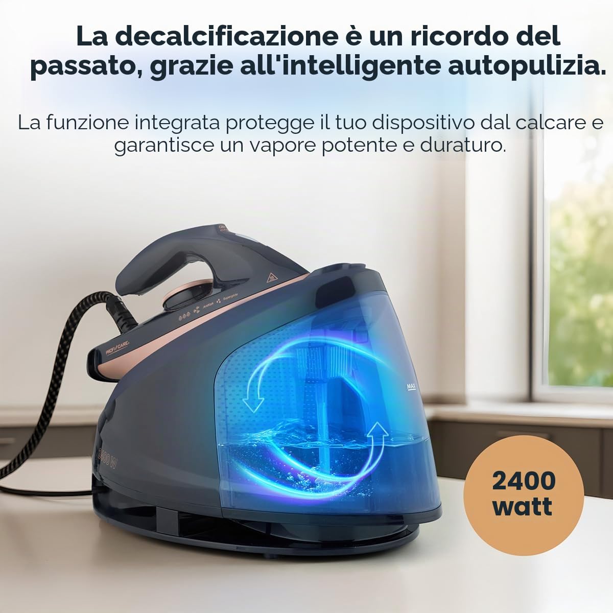 Stazione di stiratura a vapore ProfiCare® | Piastra in ceramica Superglide | Stazione di stiratura da 2400 W | Potente erogazione di vapore 150 g/min | Pressione 4 bar | PC DBS 3127