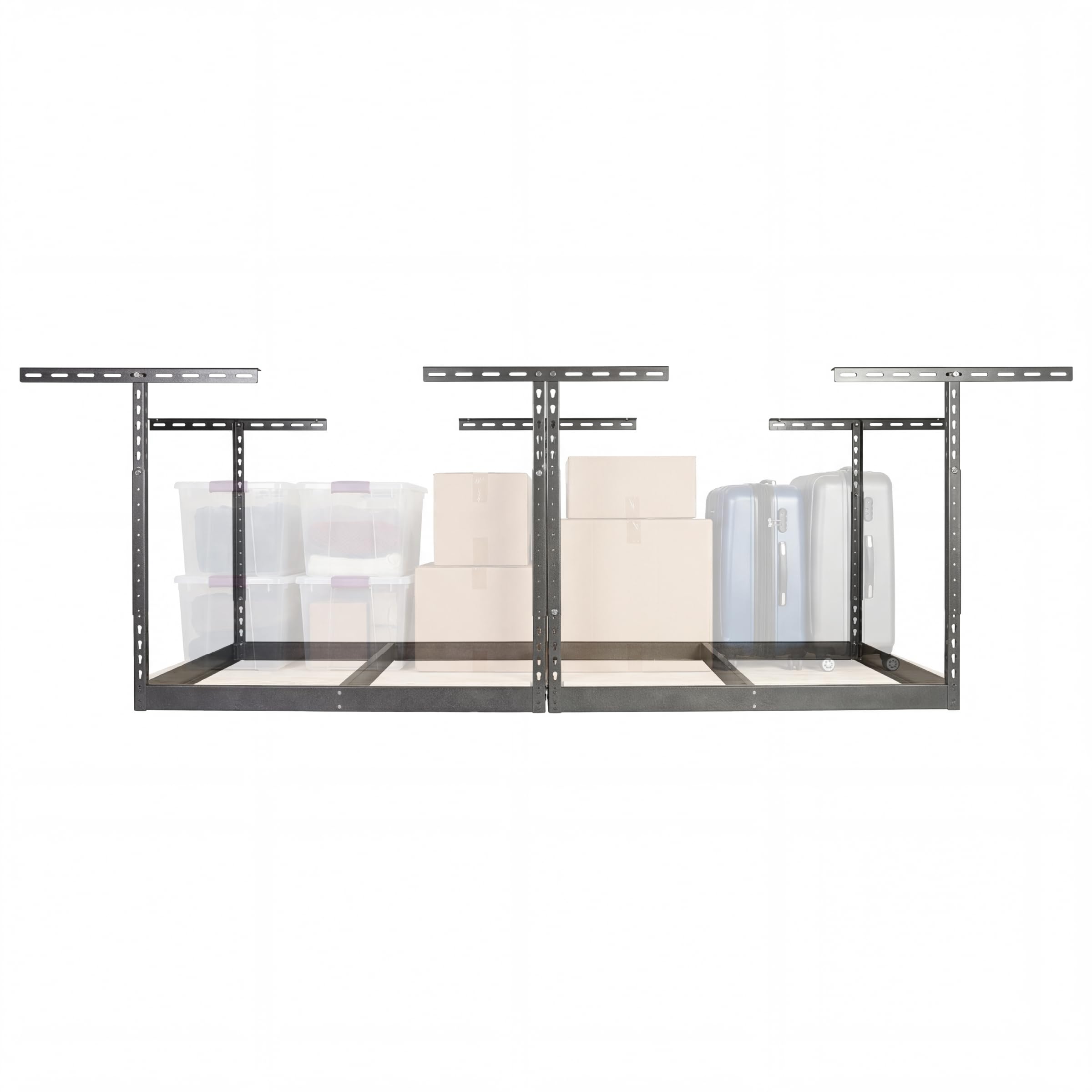 MonsterRax 4x8 Overhead Storage Rack Frame Kit, Hammertone, 18”-33” Height