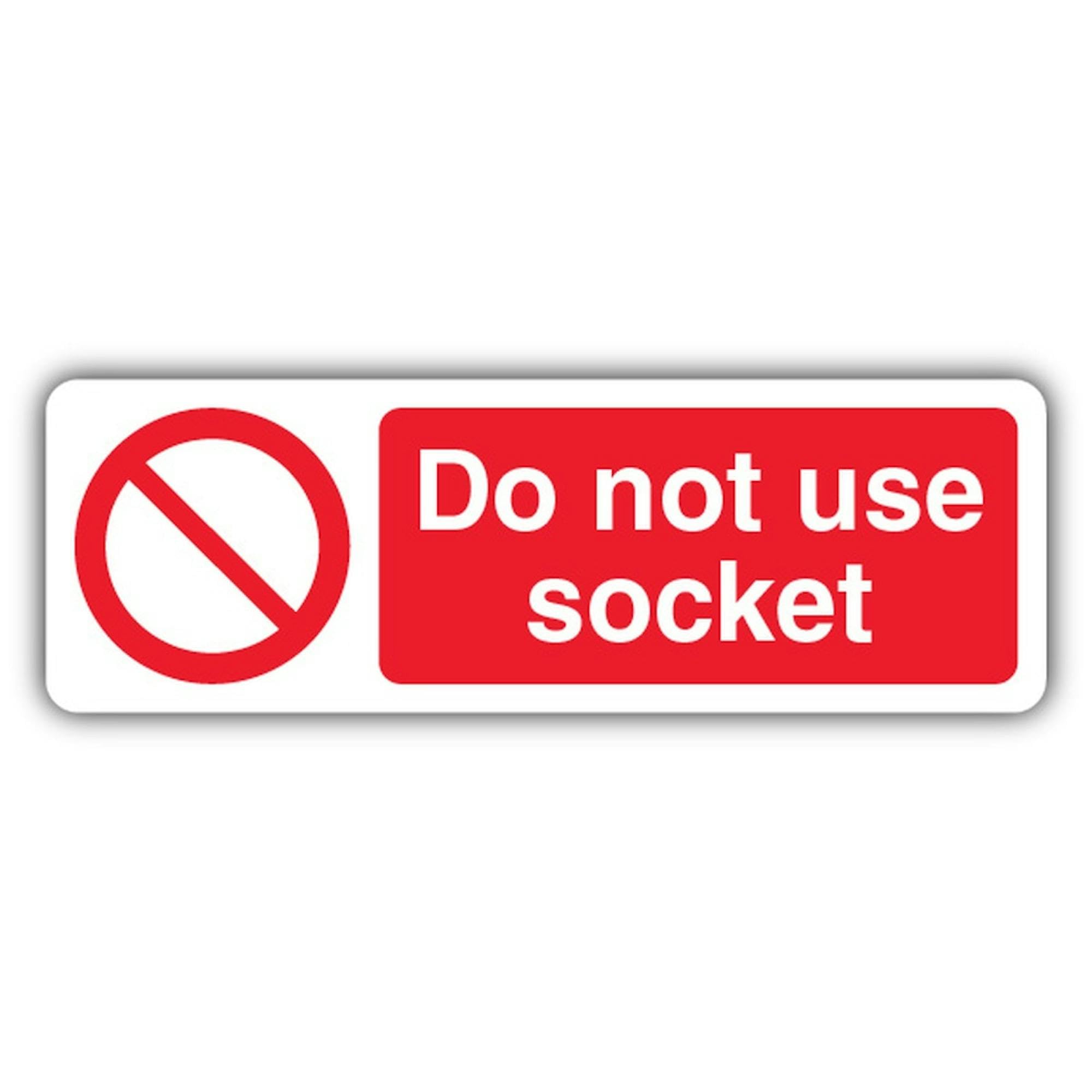 V Safety Do Not Use Socket Sign – 900 x 300 mm – Placa Correx de doble pared – Señalización de prohibición – Fabricado en Gran Bretaña