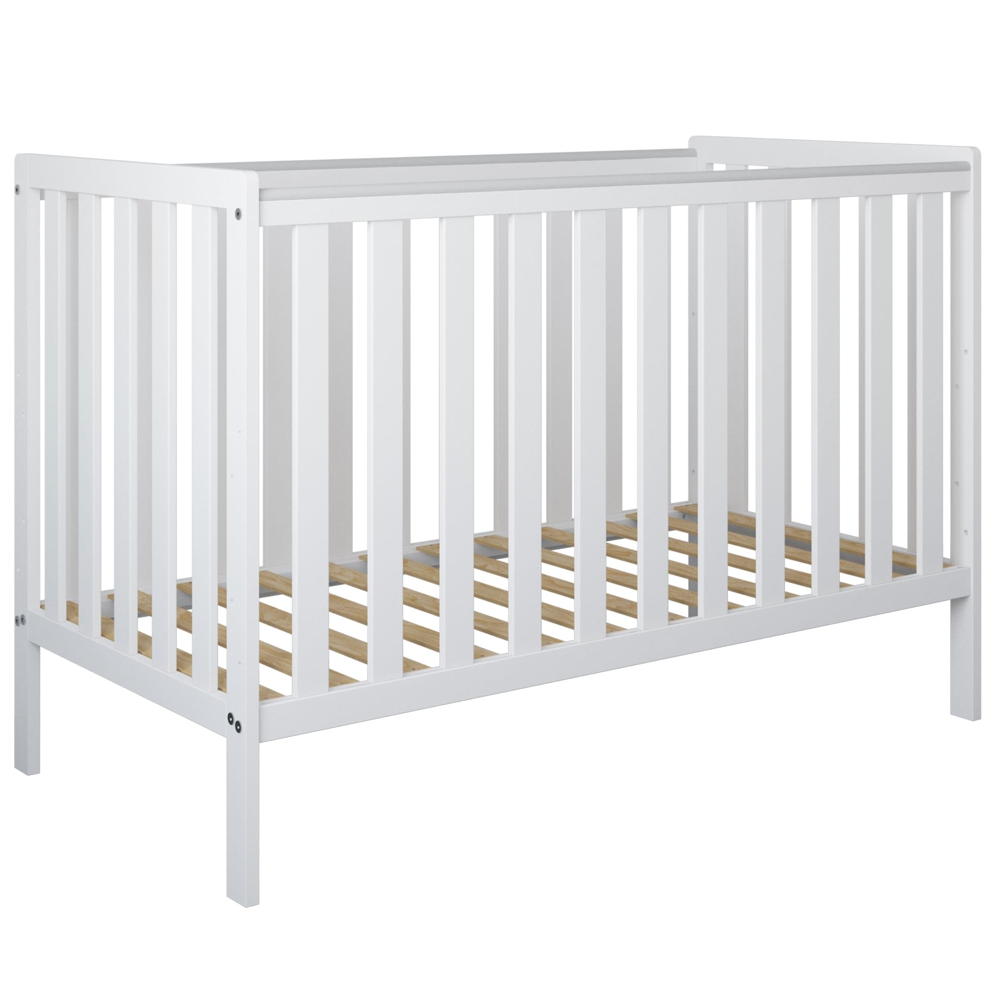 zee Bambi Cuna Bebe 120x60 cm 2 en 1 Blanca Cuna Convertible en Cama Junior con Barrotes Barrera de Seguridad Somier Regulable 3 Alturas Protector Mordedor Madera Maciza