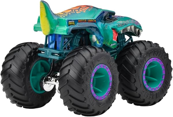 ホットウィール(Hot Wheels) モンスタートラック 1:64 メガ・レックス 乗り物おもちゃ ミニカー 3歳から グリーン JGR05 - 3